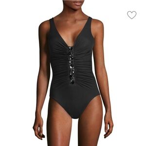 Miraclesuit Treasure Island Embellished One-Piece Swimsuit Black Slimming Tummy‎